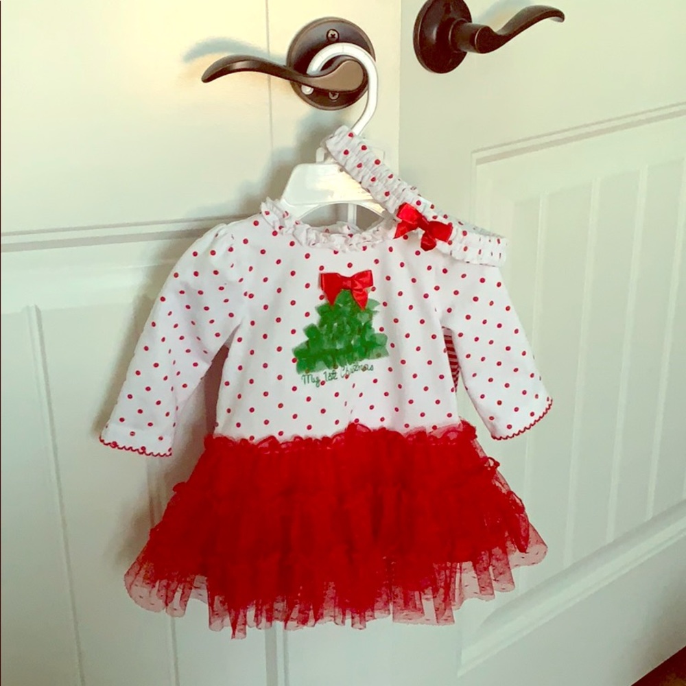my 1st Christmas little me tutu dress with pants